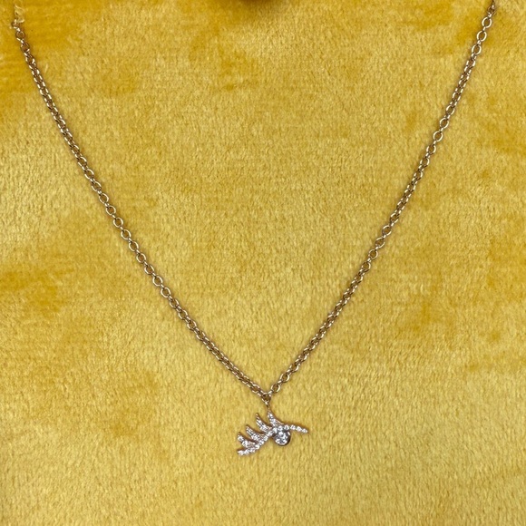 BONDEYE JEWELRY PAVE WINK NECKLACE diamond YELLOW GOLD Eyelash eye pendant - Picture 2 of 5